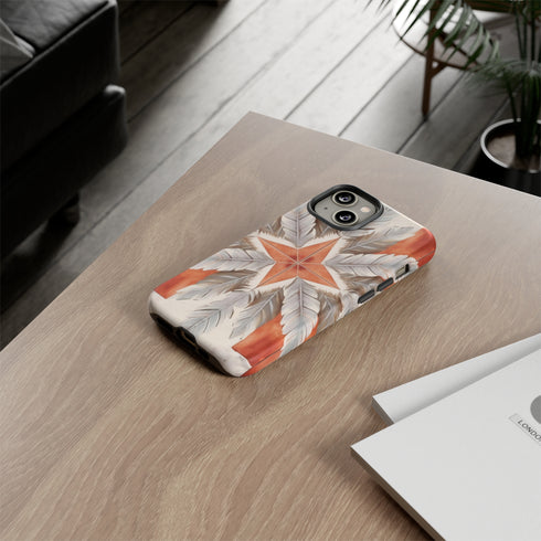 Silver Feather Compass - Impact Resistant Phone Case